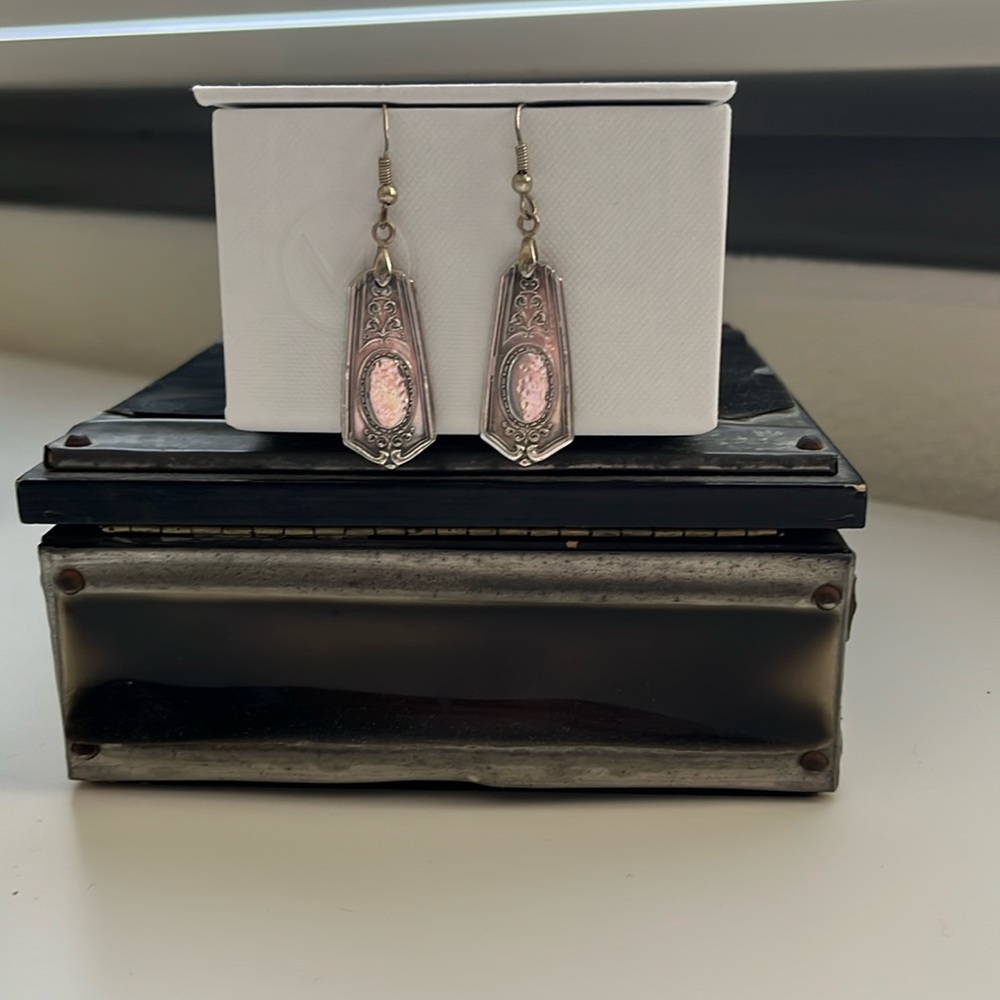 Silver plated earrings made from antique spoons